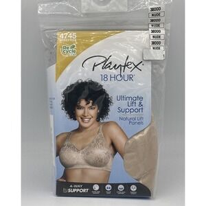 Playtex 18 Hour 38DDD Ultimate Lift Support Wirefree Bra 4745 Nude Beige NEW